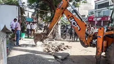 Illegal constructions spread over roughly 21,000 square feet were demolished during the drive