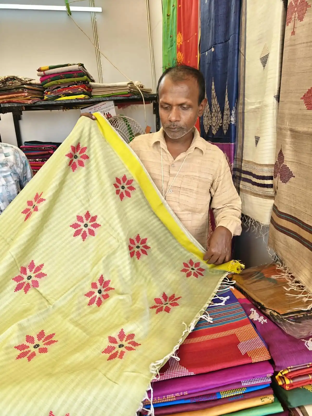 Kamlesh Kumar, an artisan who practises the Bawan Buti craft, said the patterns are created