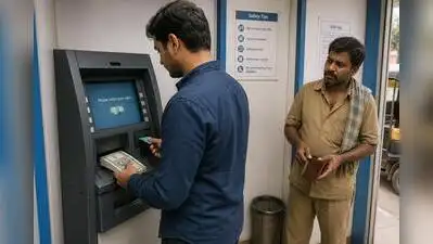 An AI-generated illustration of a man swapping an auto-rickshaw driver’s ATM card