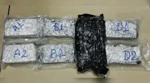 A man arriving from Ho Chi Minh City was apprehended with 2.1 kg of marijuana at Sardar