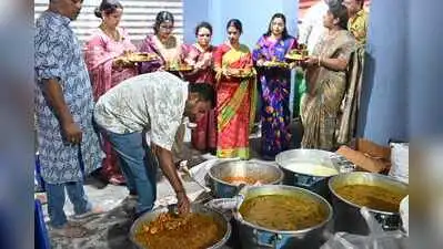 At Amader Barir Pujo pandal, which is celebrating Durga Puja for its third year, bhog