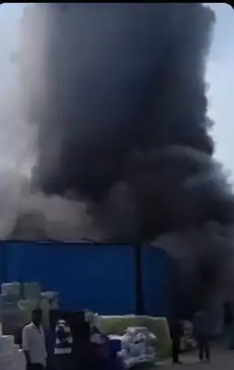 Massive fire broke out at Singhal Industries in Santej, Gujarat Firefighting operations were