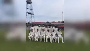 UP Ranji Trophy team poses for a photograph after the match in Puducherry