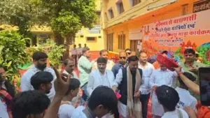 BJP state chief Pankaj Chaudhary Felicitates Vadnagar-Kashi Bike Yatra Participants