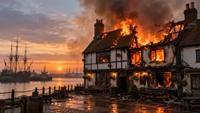 A English pub linked to Samuel Pepys and Daniel Defoe was almost destroyed by fire, leaving its