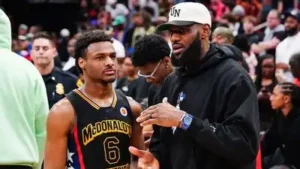 LeBron scored 16 points, and Bronny played 2 minutes and 41 seconds with one rebound