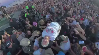 At 99 years and 274 days old, she became the oldest person to crowd-surf, according to Guinness