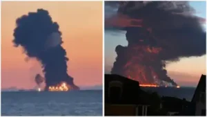 Ukrainian drones attack oil tanker off Russia