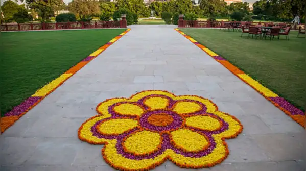 “Create a coordinated Navratri entrance decoration for a modern Indian home — AI prompt to try
