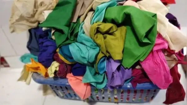 Old cotton clothes, the kind sitting at the back of a cupboard with a stretched-out collar