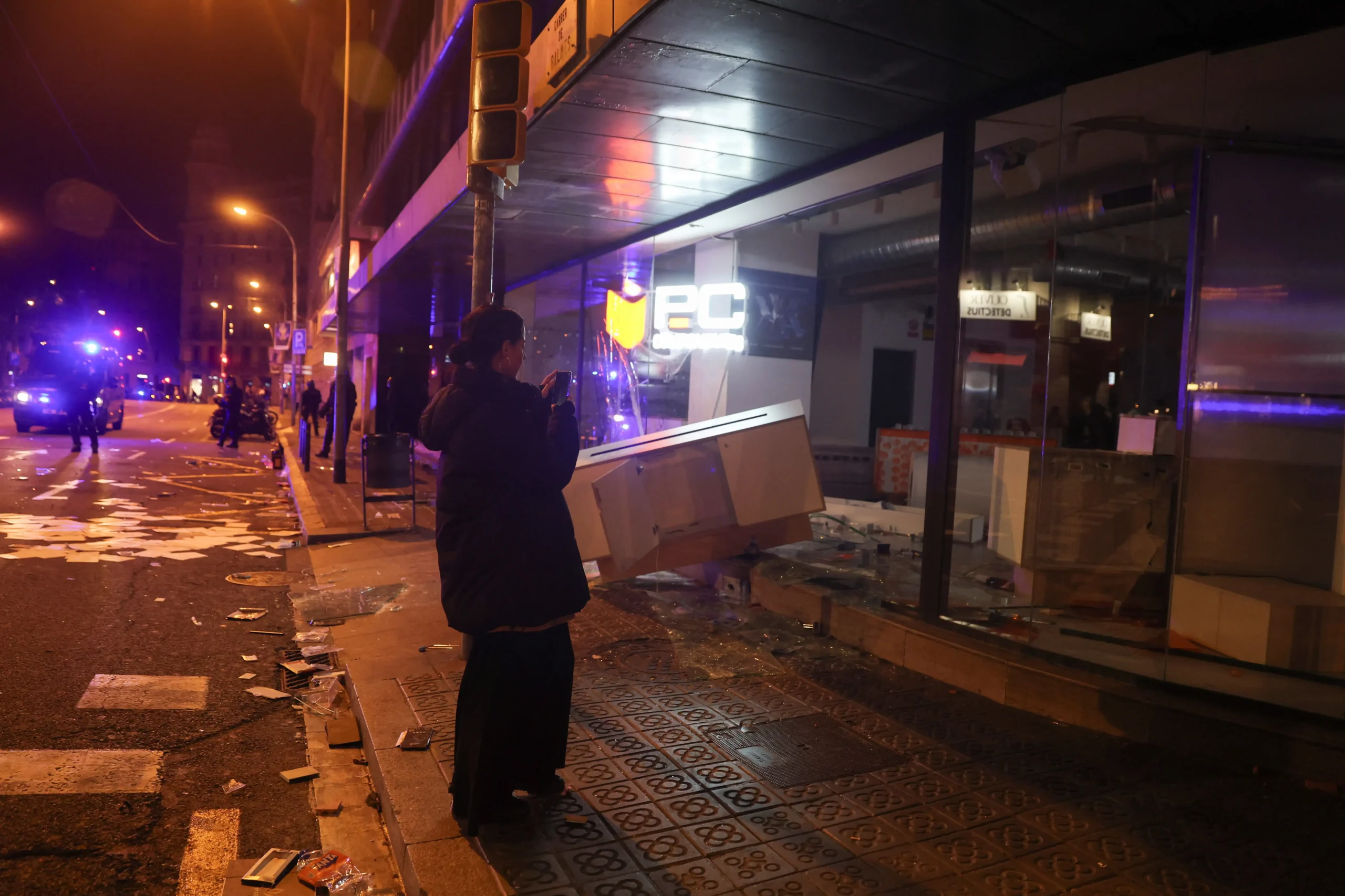 Anti-establishment demonstrations turned violent in France and Spain on Saturday