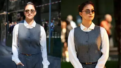 At her debut in Milan Fashion Week, Keerthy Suresh turned heads in a chic grey suit that exuded