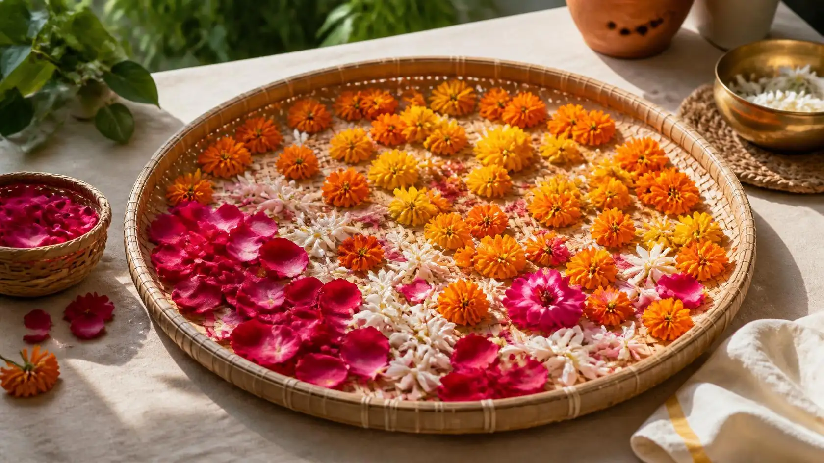 And the next time you look at a pile of dried marigolds or rose petals sitting after pooja