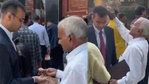 Before son's major UPPSC interview, father fixes his coat, combs his hair and feeds him sweets