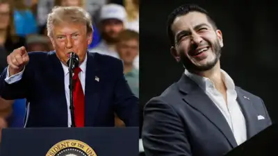 US President Donald Trump (left) and Michigan Democratic Senate candidate Abdul El-Sayed