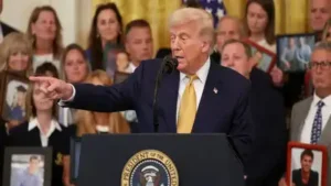 US President Donald Trump said the United States was hitting Iran hard “economically