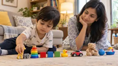 Some toddlers line up toys as a way of exploring patterns, order and repetition