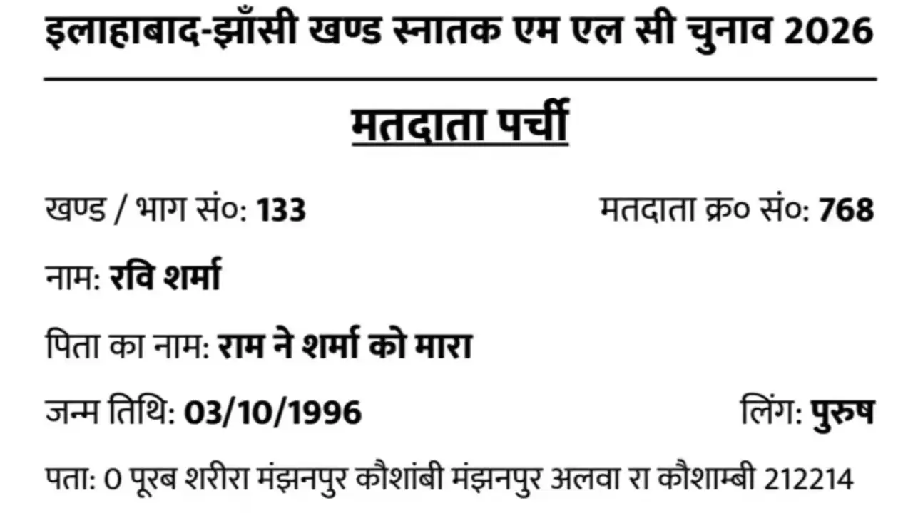 Ram Ne Yadav Ko Mara, s/o Murkh Chandra Yadav — On UP voter list