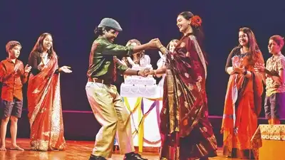 Portions of the play capture the small-town charm of Ramnagar, especially the scene when guests