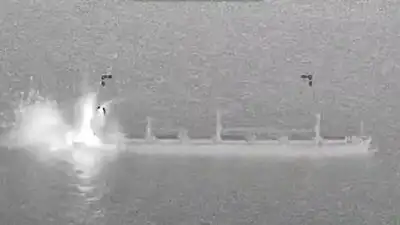 US fighter jet strikes cargo ship in Gulf of Oman as Iran blockade tightens