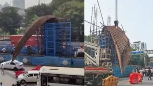 Yet another infra scare, 12-tonne steel cage crashes onto moving car in Mumbai; MMRDA slaps Rs 2
