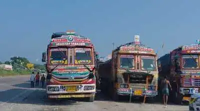 Trucks carrying raw petroleum coke from Indian Oil Corporation refineries are stranded