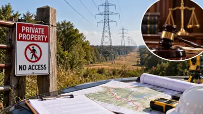 Maryland landowners refused access to their properties for a 67-mile power-line project; appeals