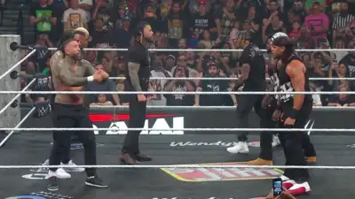Penta stared down Roman Reigns as he entered for his match against Bron Breakker