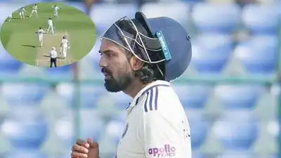 Rahul's attempt to stop it resulted in him dislodging the wicket, and he was given out