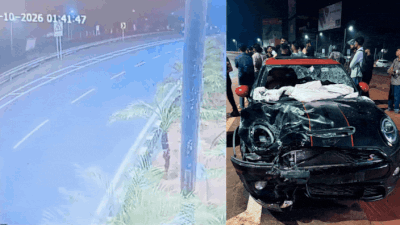 CCTV footage revealed a Mini Cooper colliding with a scooter, resulting in the immediate deaths