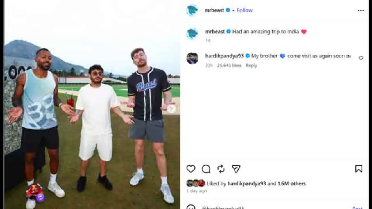 Mr Beast's Instagram Pandya made the shrug celebration famous after India won the 2024 T20