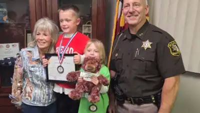 A Michigan 5-year-old found his grandmother unconscious, kept his 3-year-old sister safe and ran