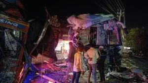 Four people were killed and 31 others injured after a private sleeper bus collided head