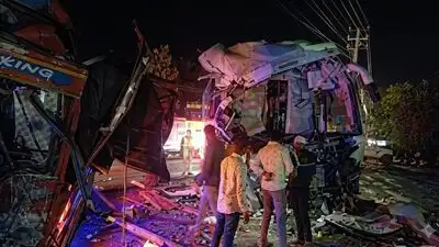 Four people were killed and 31 others injured after a private sleeper bus collided head