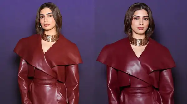 Khushi Kapoor's burgundy leather look brings a luxe new edge to power dressing at Paris Fashion Week