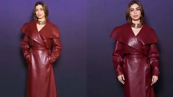 Khushi Kapoor's burgundy leather look brings a luxe new edge to power dressing at Paris Fashion Week