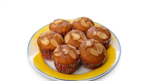 These muffins use almond flour instead of wheat flour, which gives them a moist, tender crumb
