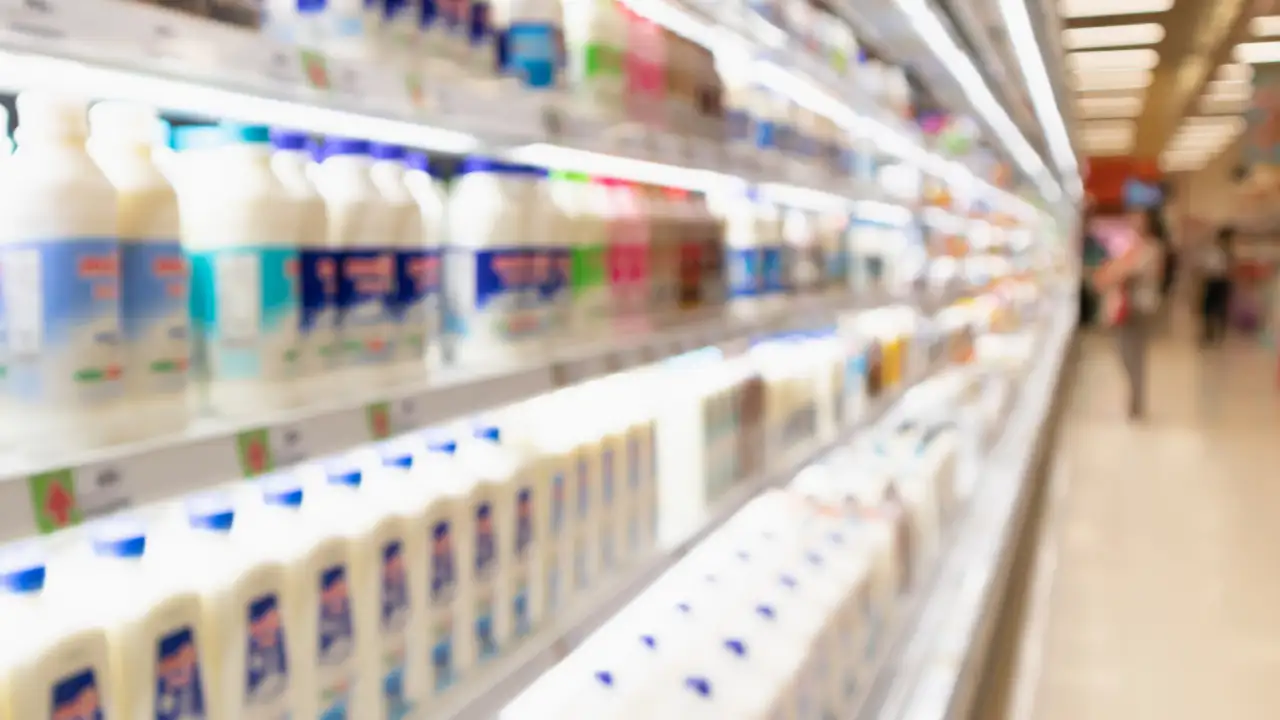 Milk arrives through the back of the store, moves into cold storage, and is stocked in coolers