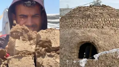 After losing their home in Gaza, a Palestinian potter turned clay into dome-shaped shelter