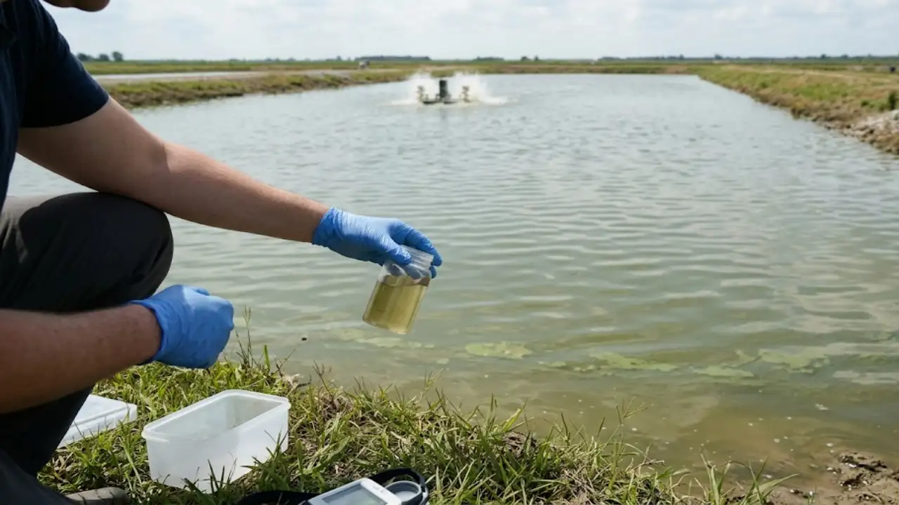 AI-generated representative image showing blue pond dye being: The wider industry impact