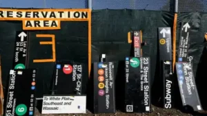 The two-day sale offered old subway signs, seats and MetroCards once used across New York City