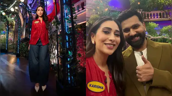 Karisma Kapoor makes a case for red satin shirts and baggy jeans, and we're taking notes