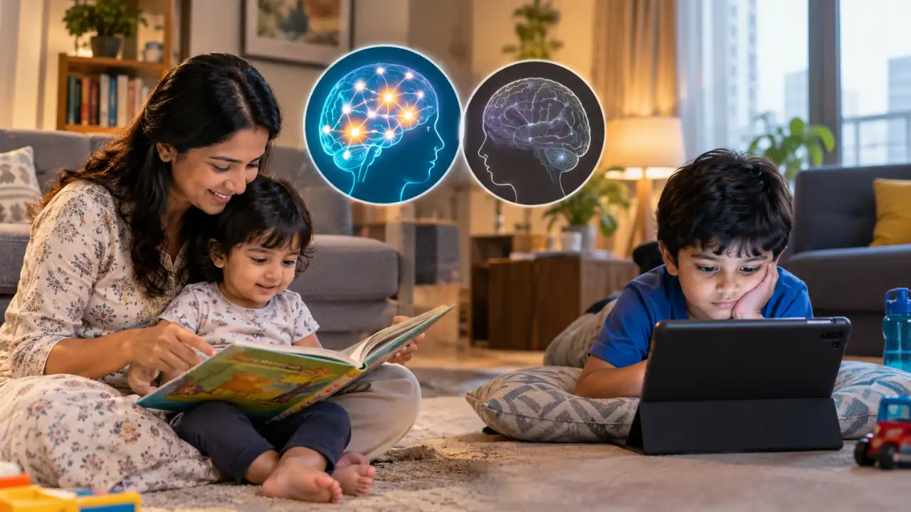 AI representation/ChatGPT When a parent reads a book with a toddler, the activity can involve