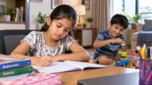 sibling’s play can make it harder for a child to focus on homework
