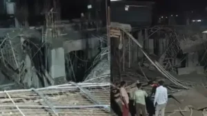 Three workers were rescued after the roof slab of an under-construction commercial building