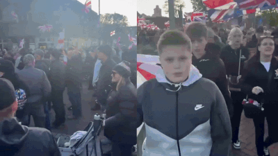 Around 400 anti-migrant protesters in the United Kingdom marched through Hampshire’s Gosport