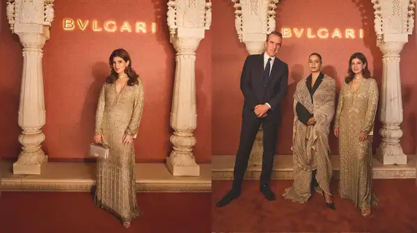 Twinkle Khanna stole the show in a tastefully decorated kaftan at a Bvlgari event during Diwali