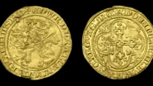 A rare gold coin from the reign of England's Edward III, minted as a 'leopard' that was