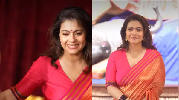 Kajol brings the orange fever to Mukherjee Bari Pujo with her Maha Shashthi saree look — Durga Puja