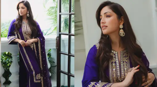 From the good-luck charm of red to the regal charm of purple, Yami Gautam’s festive clothing is